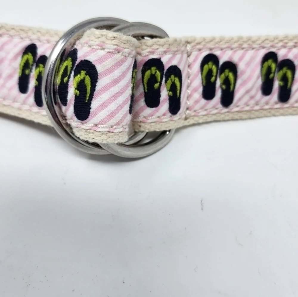 J. Crew Women's Pink Stripe Fabric Flip Flop Belt Size‎ S/M